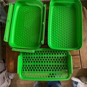 Green Smart Prep Marinade Flip and Shake Rectangle 3 Piece. New